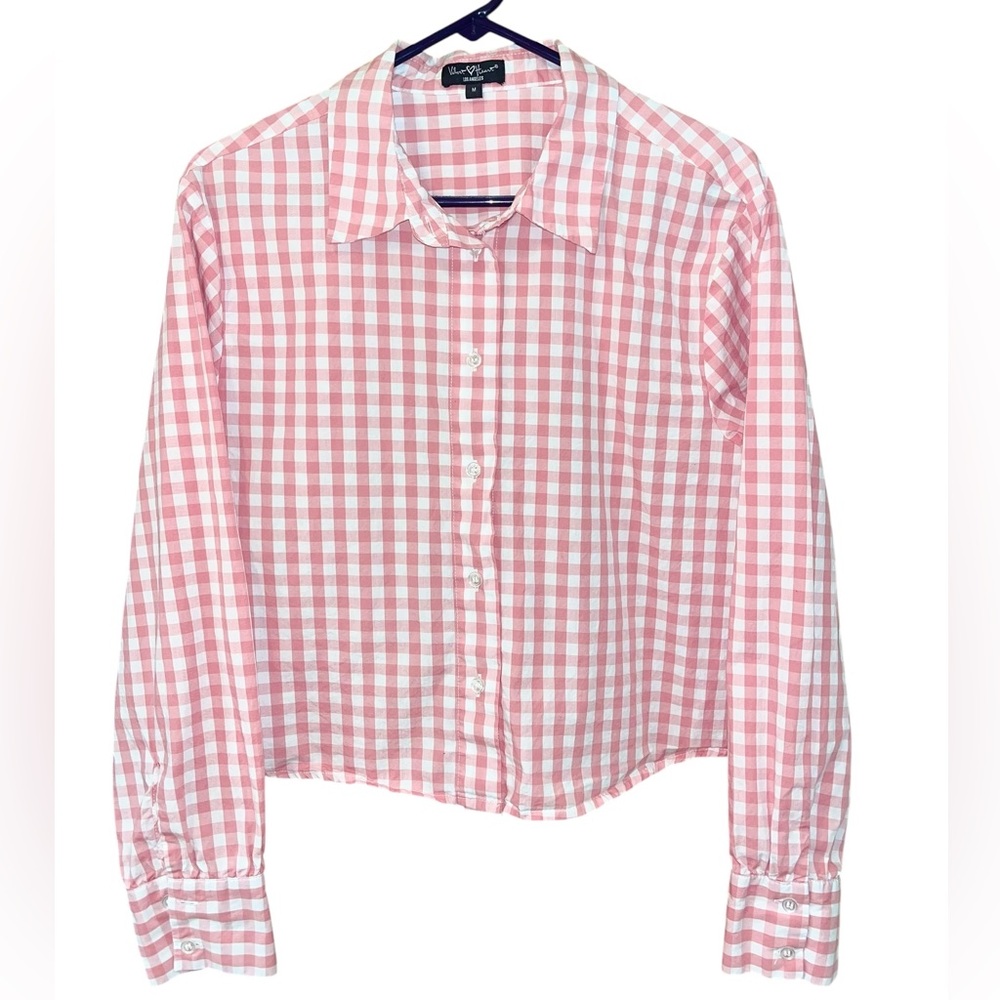 Velvet Heart Pink and White Gingham Button Up Shirt